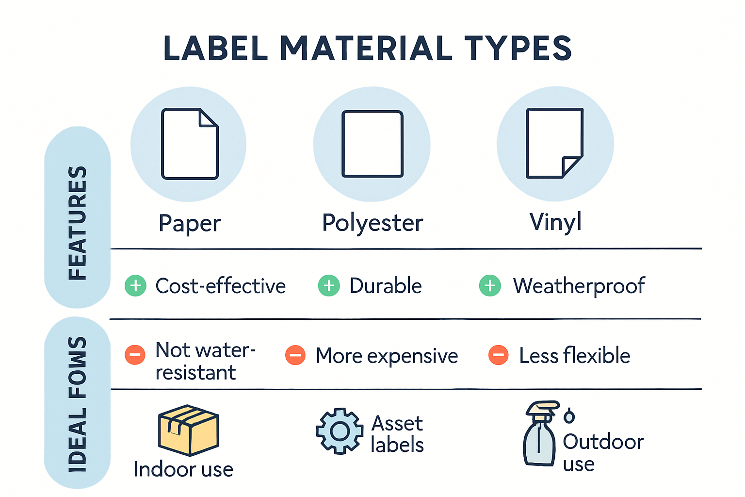 Comparison of common label materials