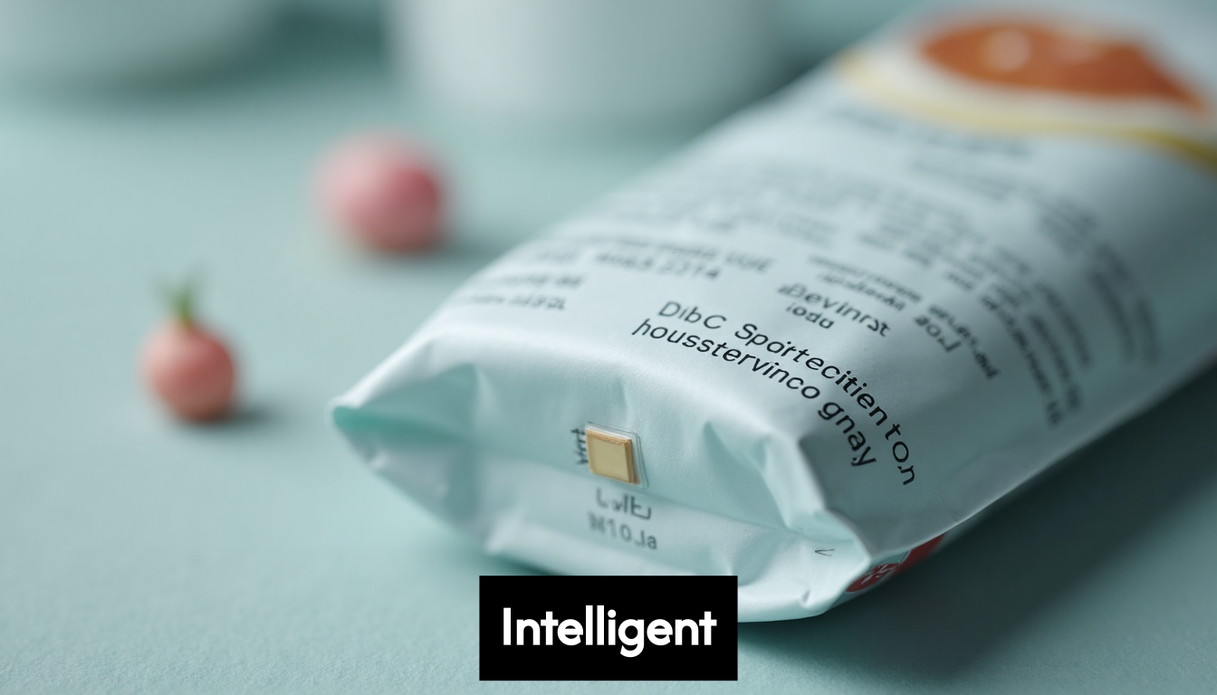 Food packaging with smart technology sensor.